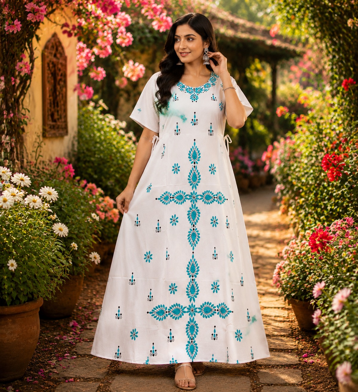 Women's  Printed Cotton Maxi Kurti