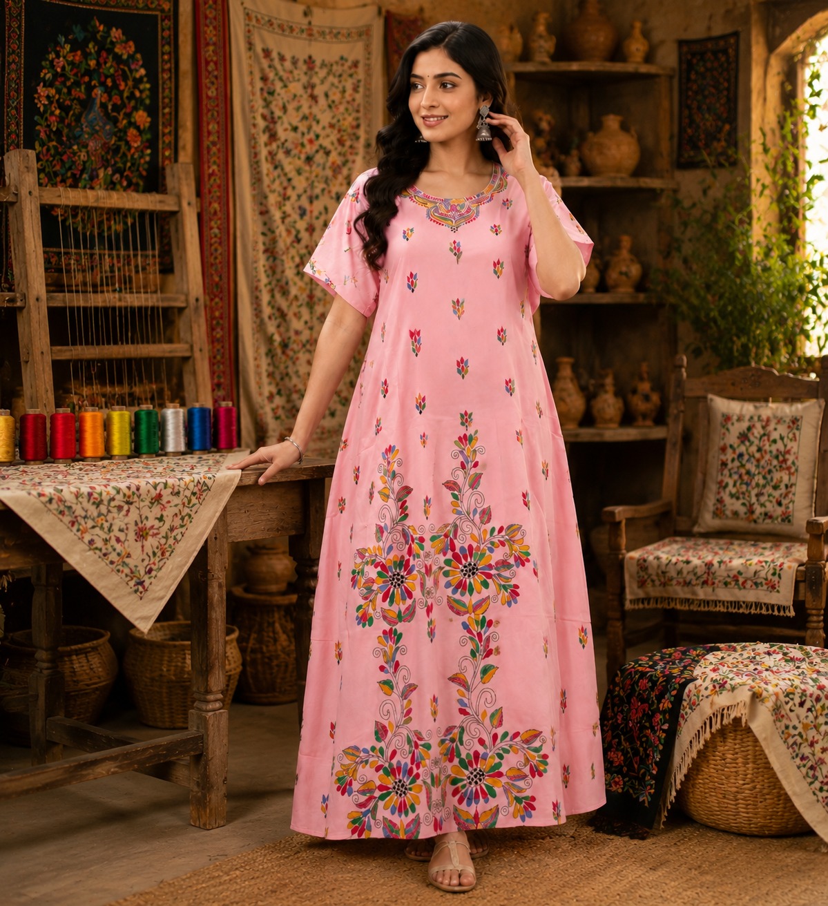 Women's  Printed Cotton Maxi Kurti