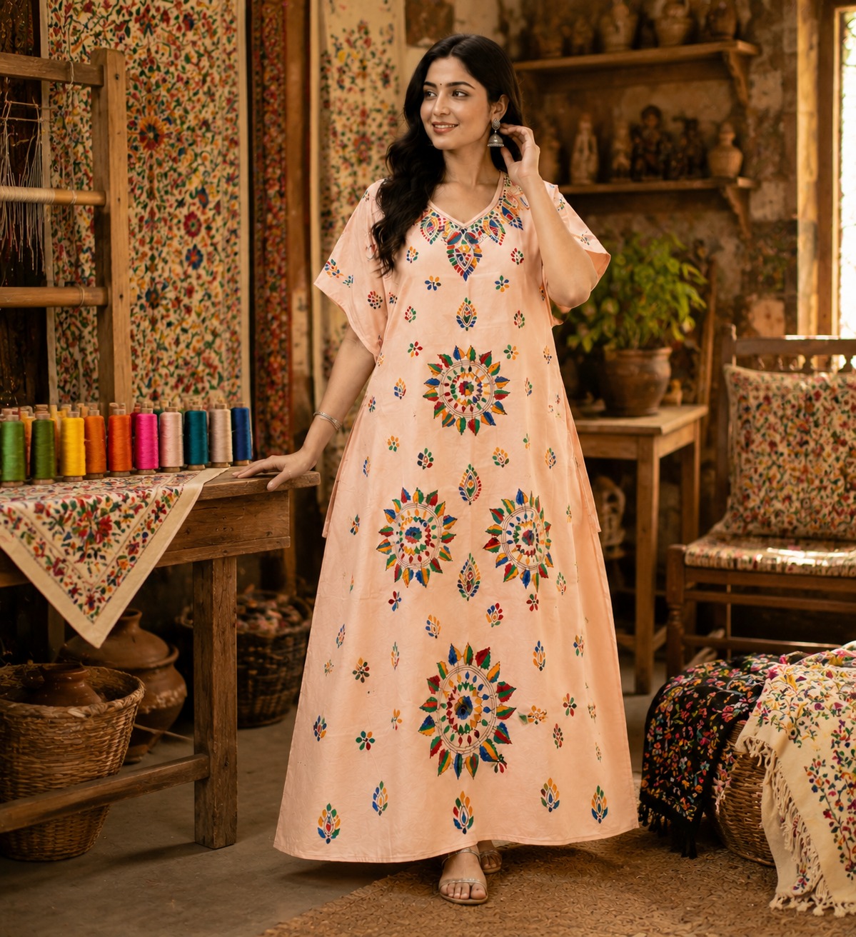 Women's  Printed Cotton Maxi Kurti