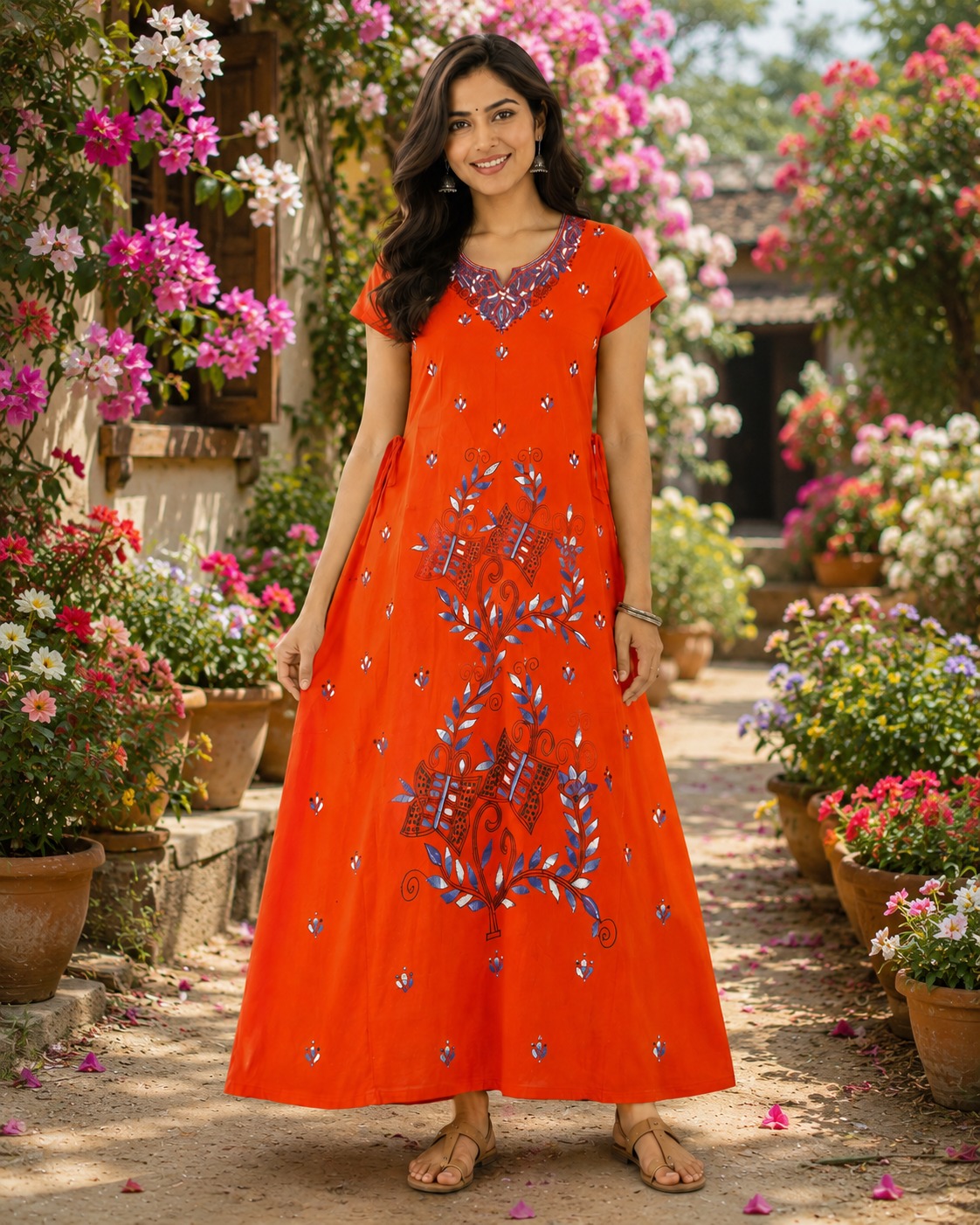 Women's  Printed Cotton Maxi Kurti