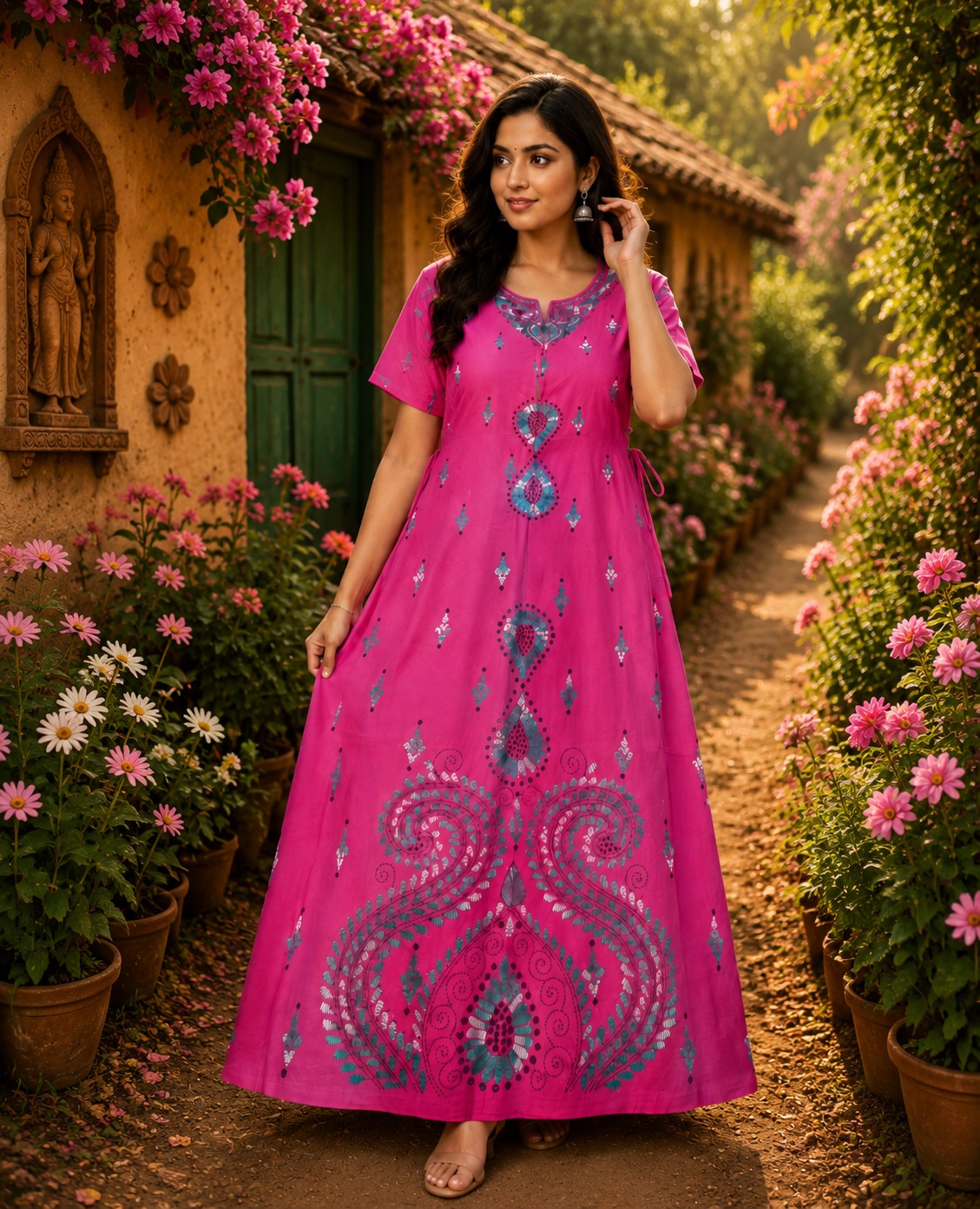 Women's  Printed Cotton Maxi Kurti