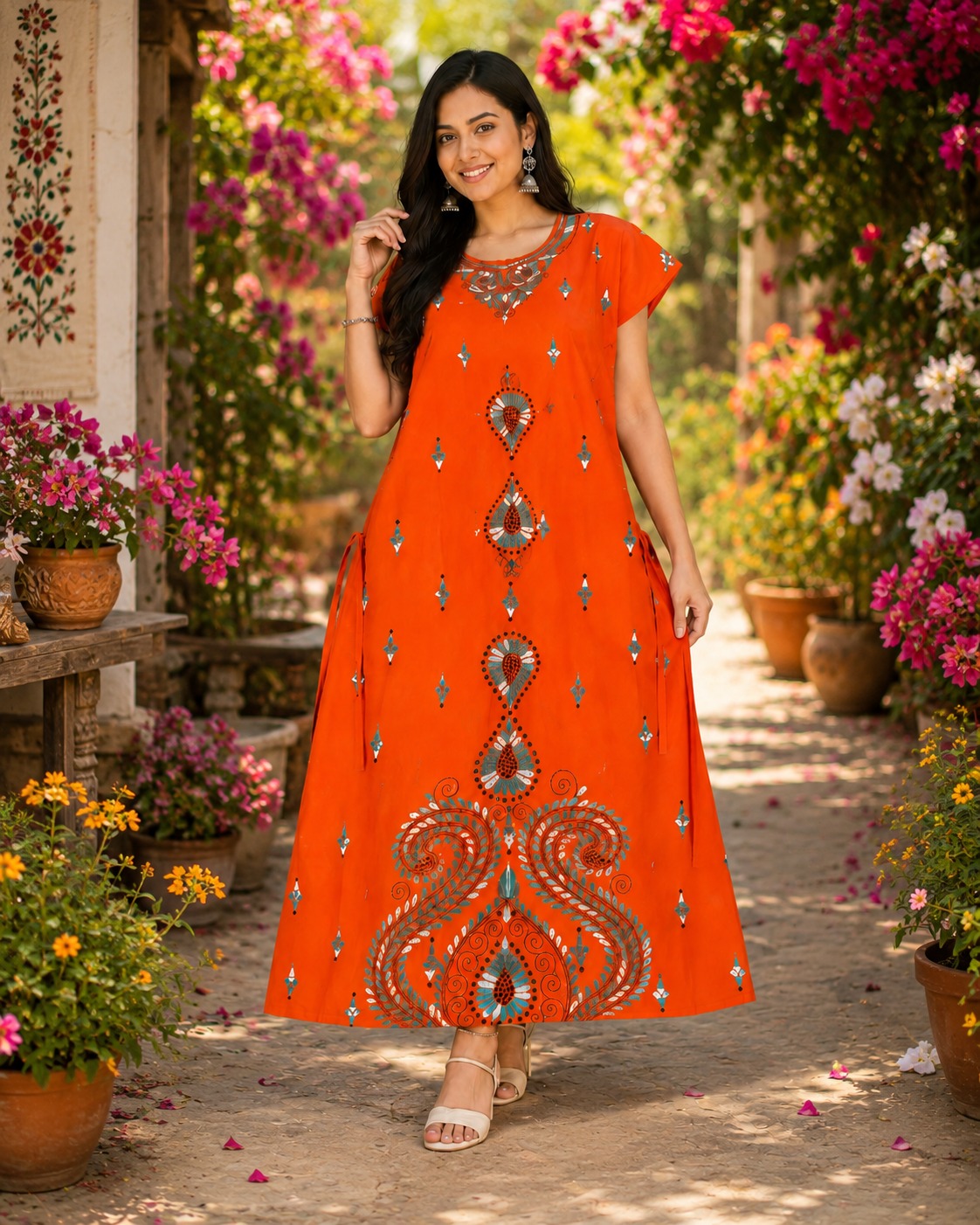 Women's  Printed Cotton Maxi Kurti