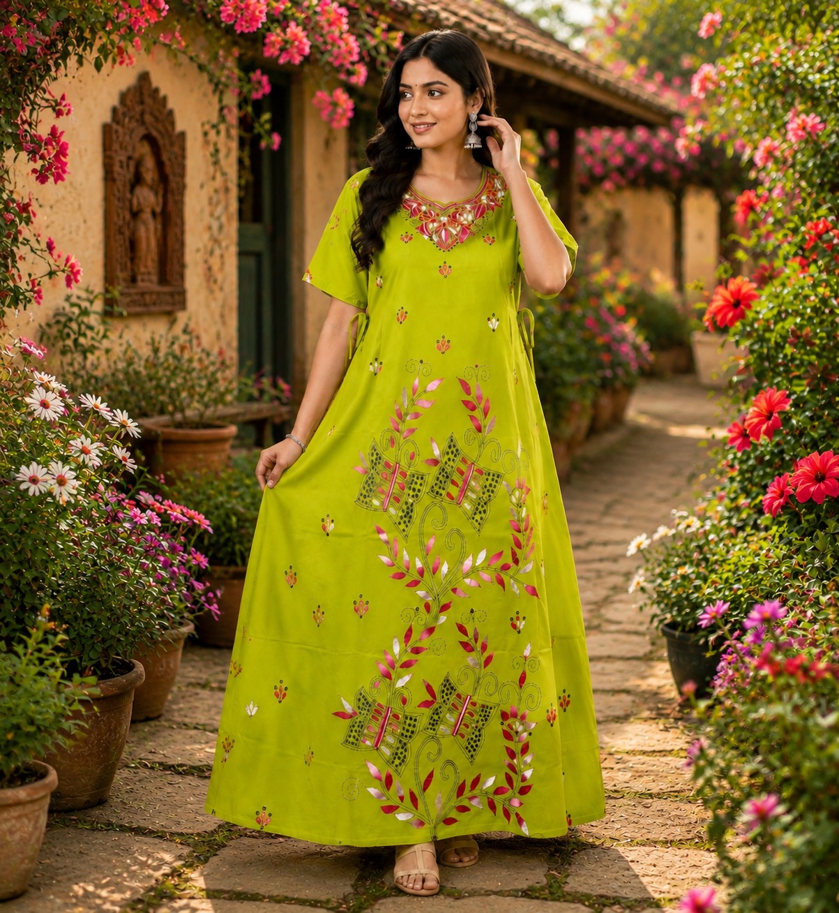 Women's  Printed Cotton Maxi Kurti