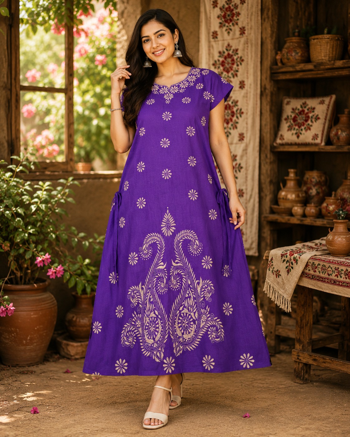 Women's  Printed Cotton Maxi Kurti