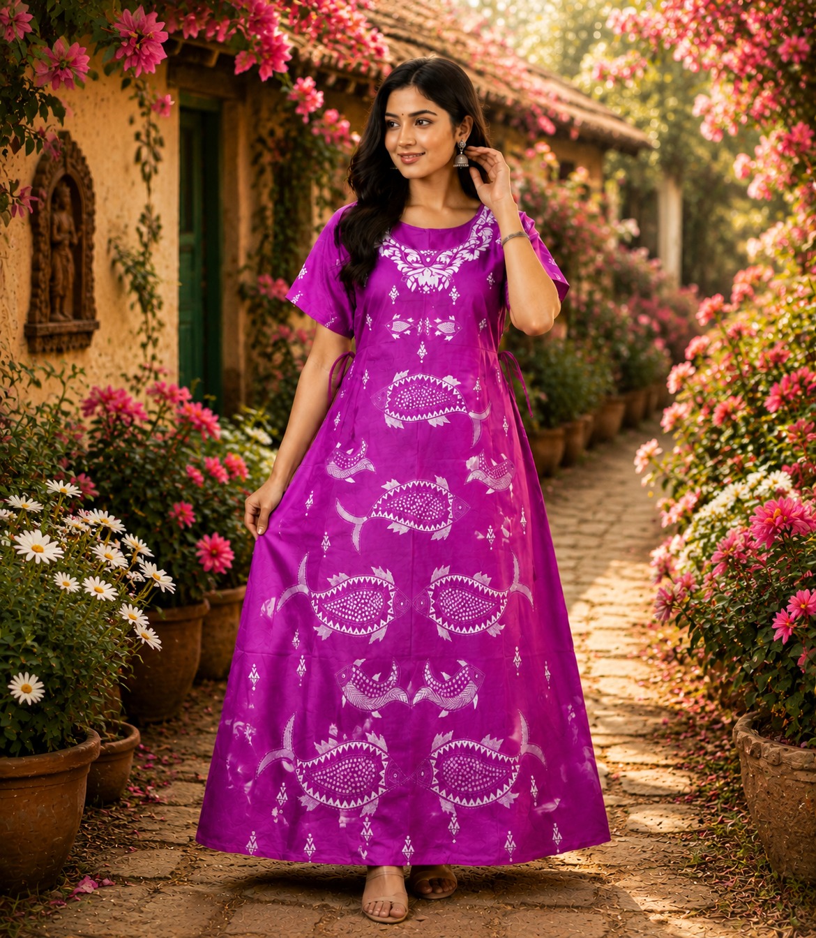 Women's  Printed Cotton Maxi Kurti