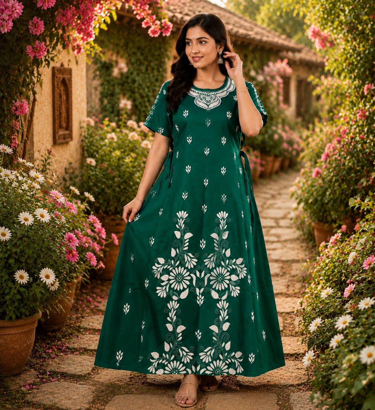 Women's  Printed Cotton Maxi Kurti