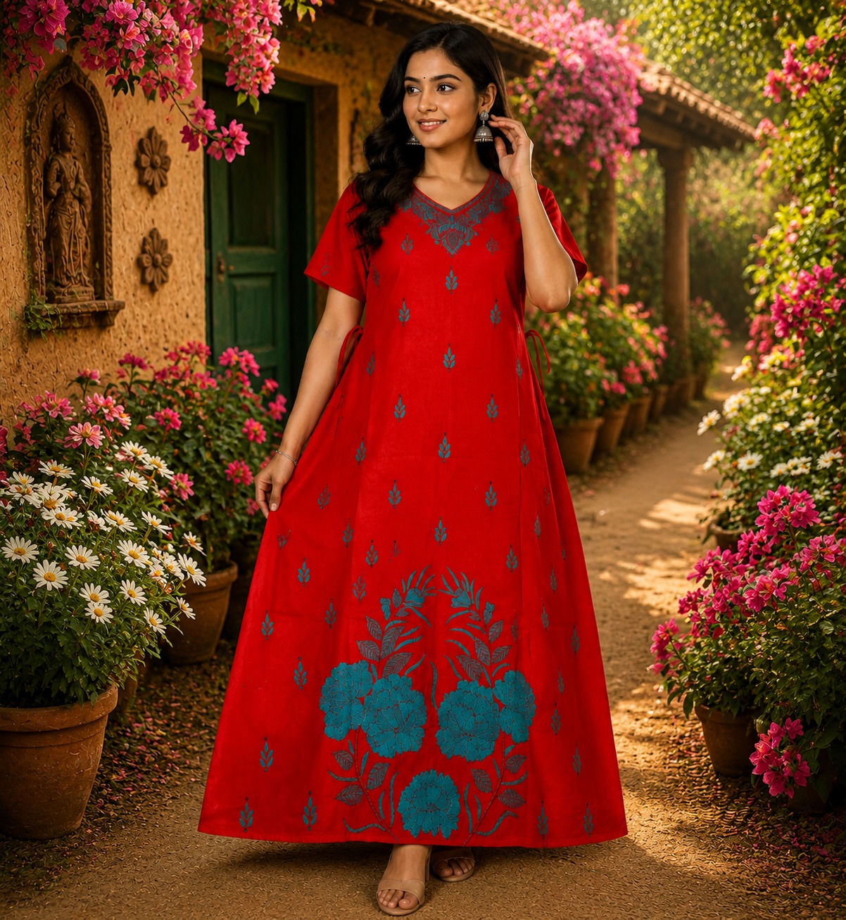 Women's  Printed Cotton Maxi Kurti