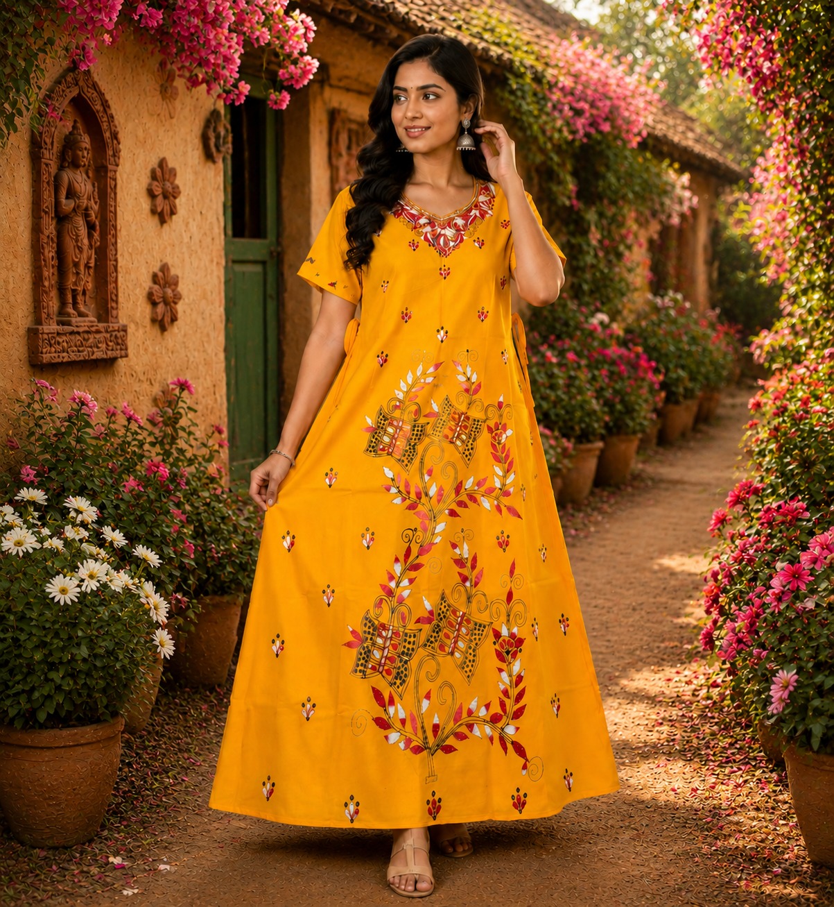 Women's  Printed Cotton Maxi Kurti
