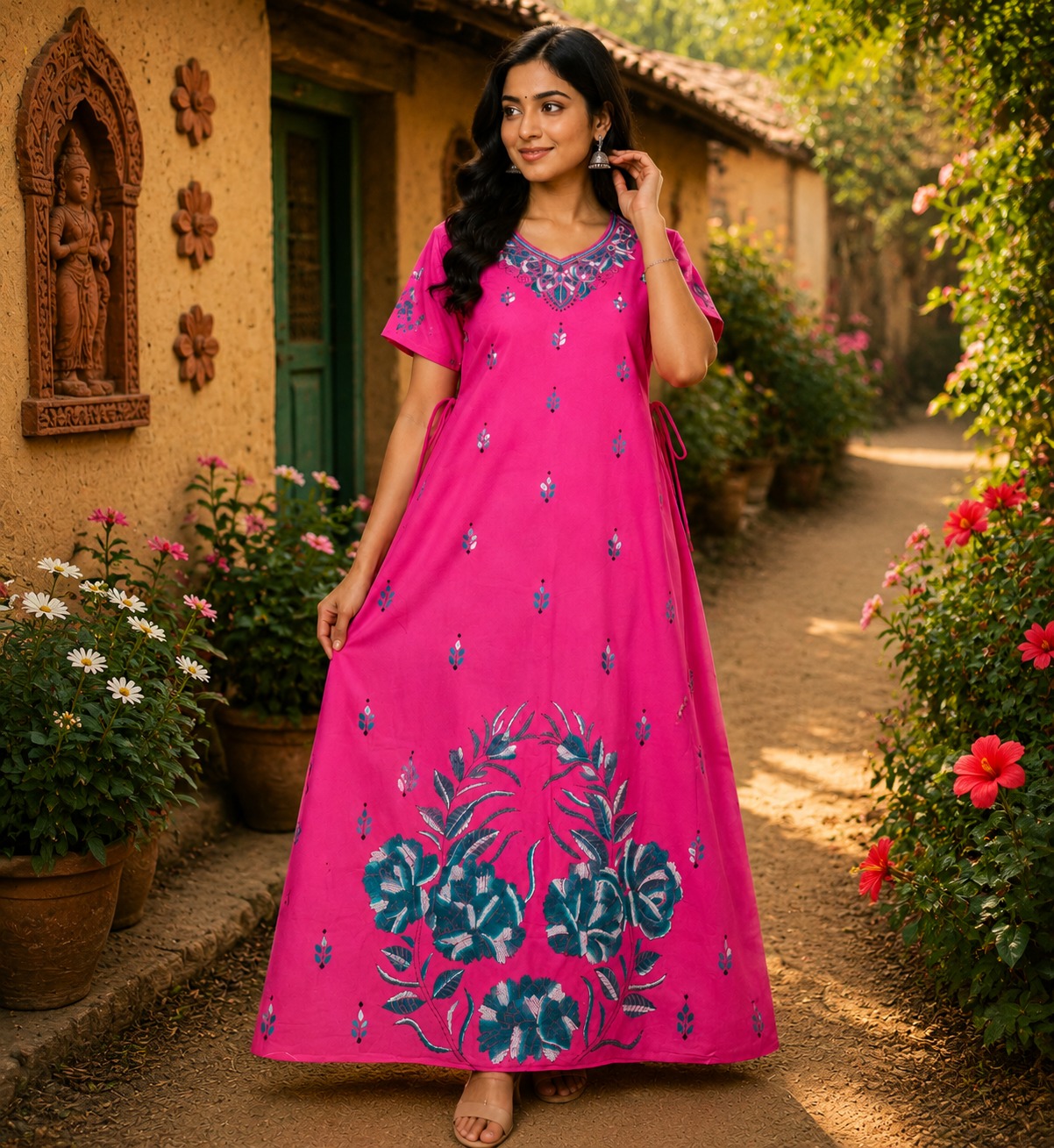 Women's  Printed Cotton Maxi Kurti