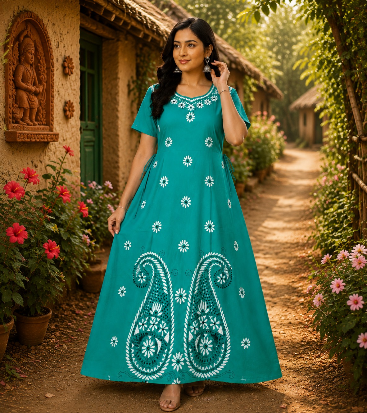 Women's  Printed Cotton Maxi Kurti