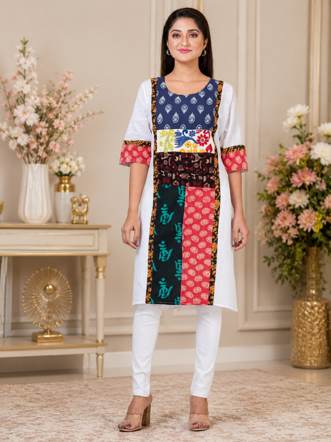 Women's Handmade Kantha Stitch Cotton Kurti