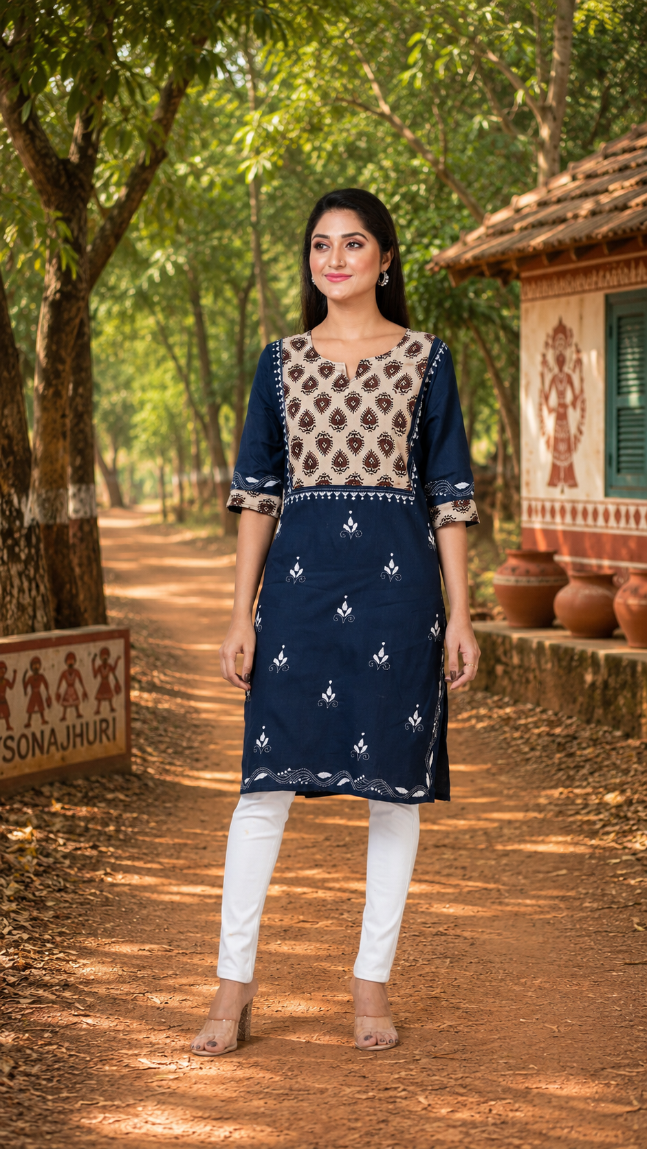 Women's Handmade Kantha Stitch Cotton Kurti