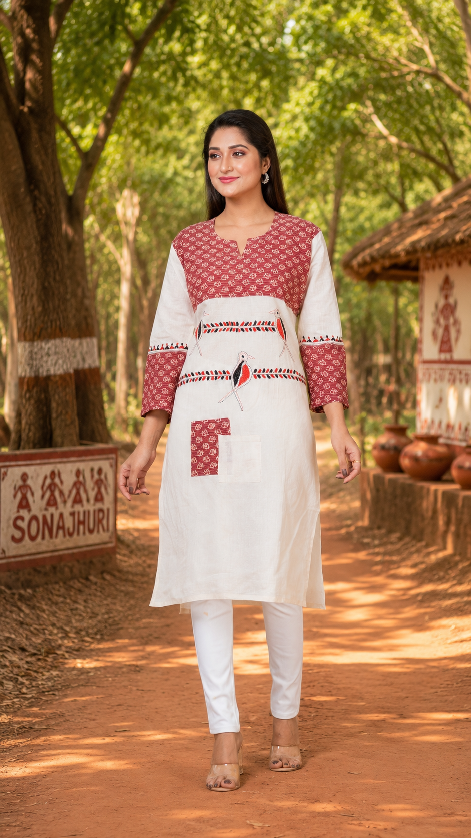 Women's Handmade Kantha Stitch Cotton Kurti