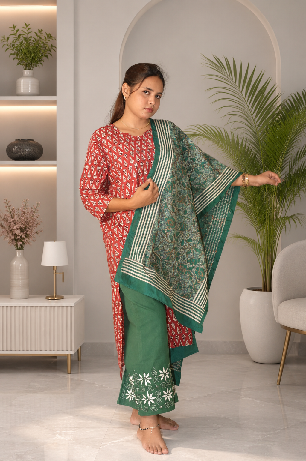 Women's Handmade Kantha Stitch Cotton Kurti