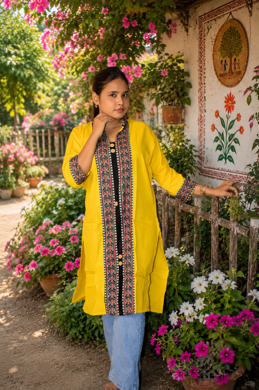 Women's Handmade Kantha Stitch Cotton Kurti