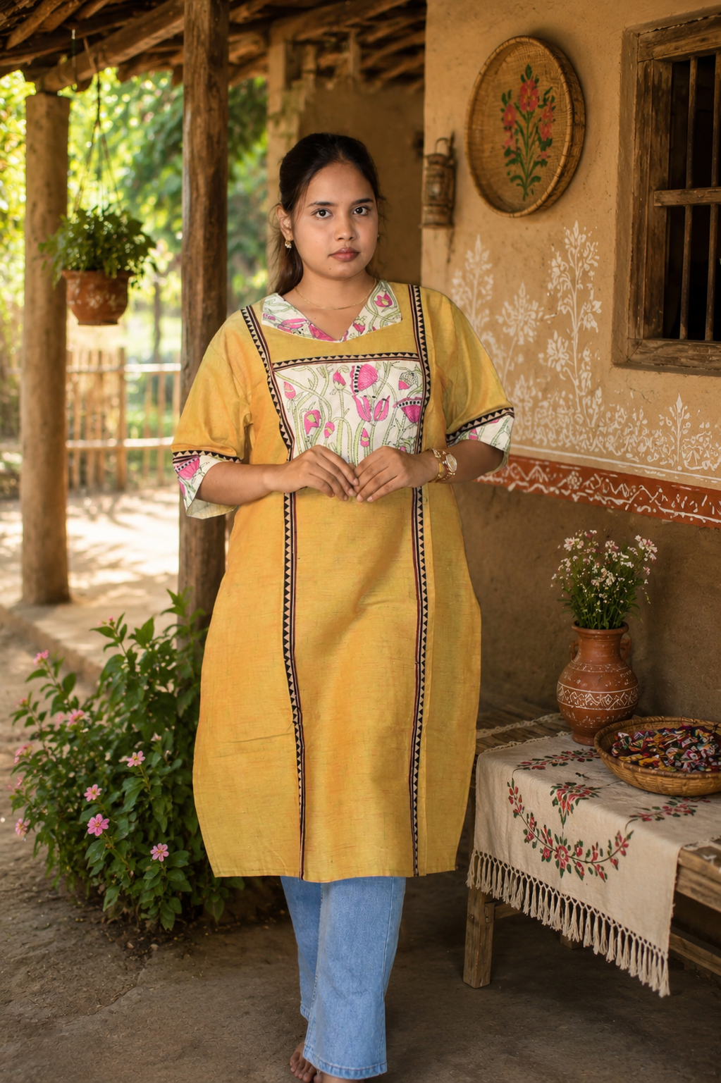 Women's Handmade Kantha Stitch Cotton Kurti