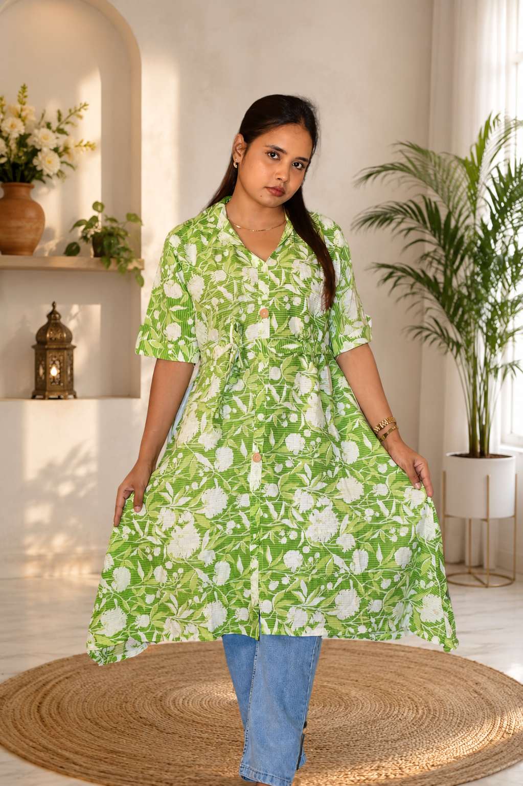 Women's Handmade Kantha Stitch Cotton Kurti