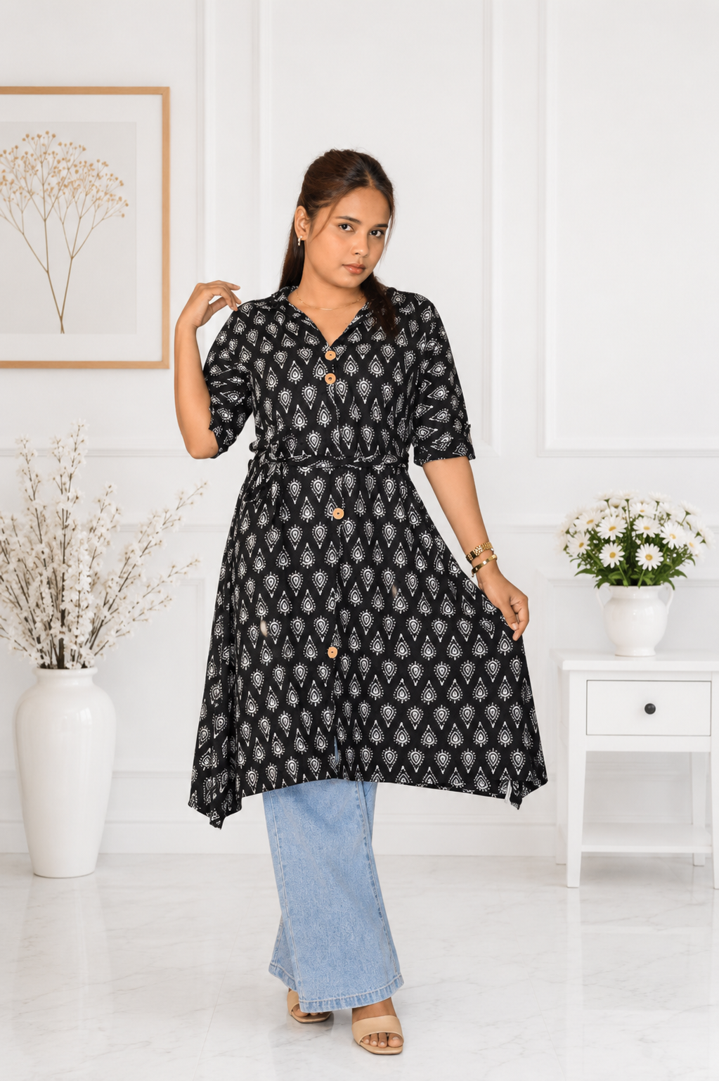Women's Handmade Kantha Stitch Cotton Kurti