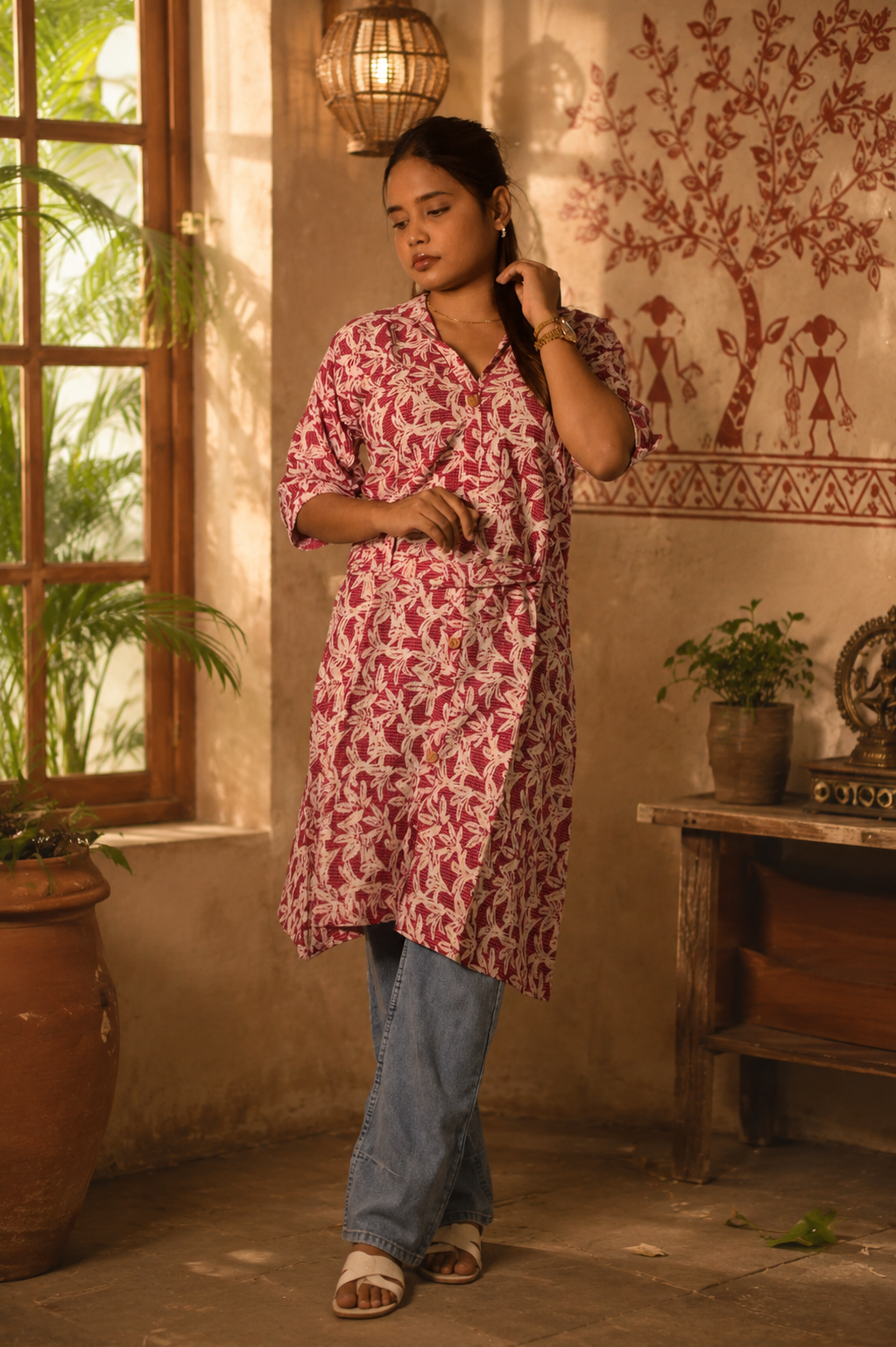 Women's Handmade Kantha Stitch Cotton Kurti