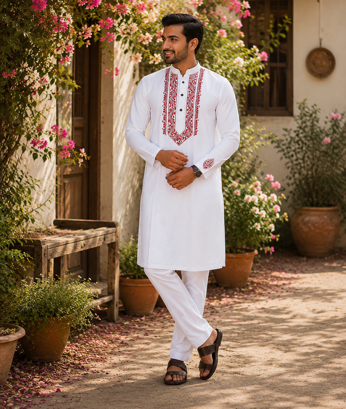 Handmade Pure Cotton Kanthastitch Punjabi