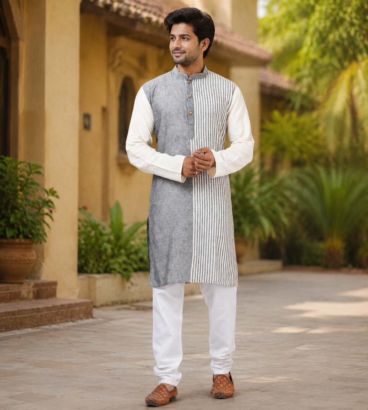 Handmade Pure Cotton Kanthastitch Punjabi