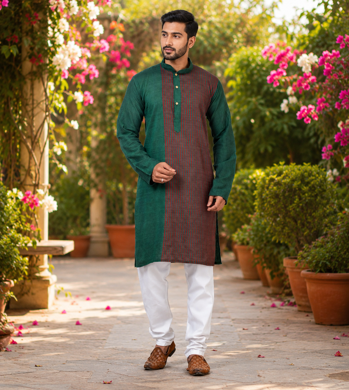 Handmade Pure Cotton Kanthastitch Punjabi