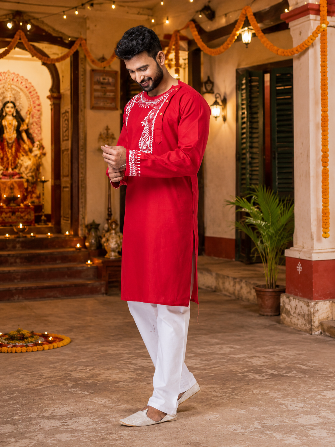 Handmade Pure Cotton Kanthastitch Punjabi